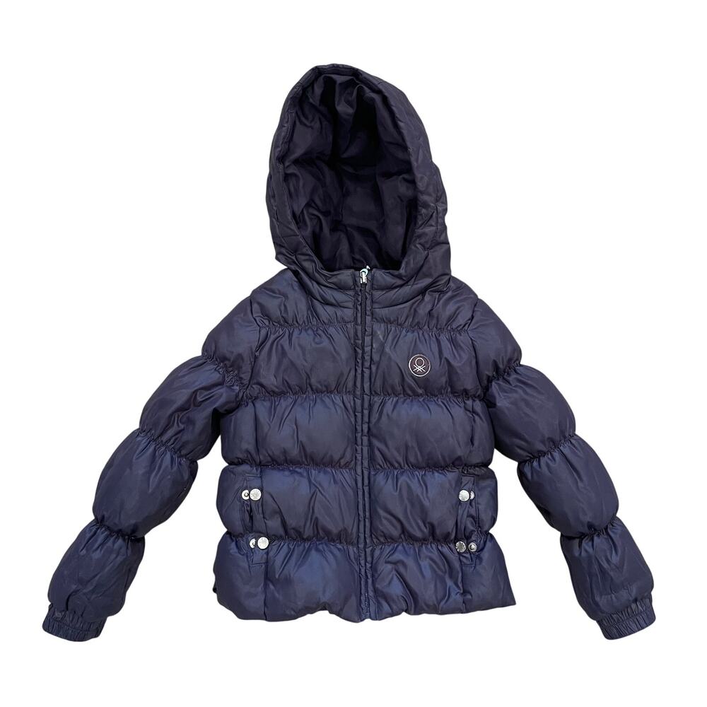 United Colors of Benetton Child's Navy Blue Puffer Coat, Hood, Unisex 18-24 Mo.